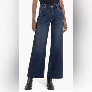 Kut from the Kloth Meg Fab Ab High Waist Raw Hem Ankle Wide Leg Jeans